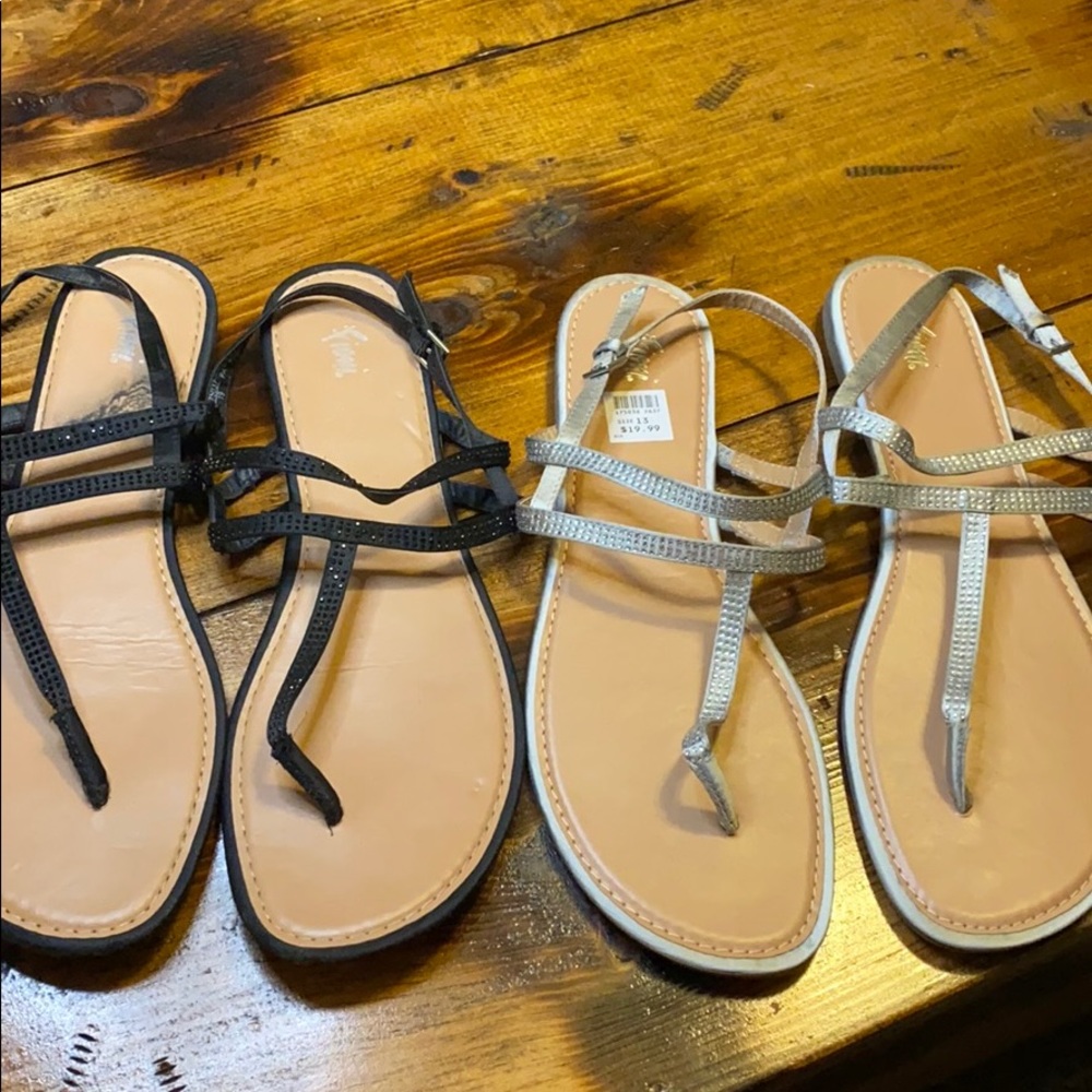 13 Sandals silver NWT black used crystals